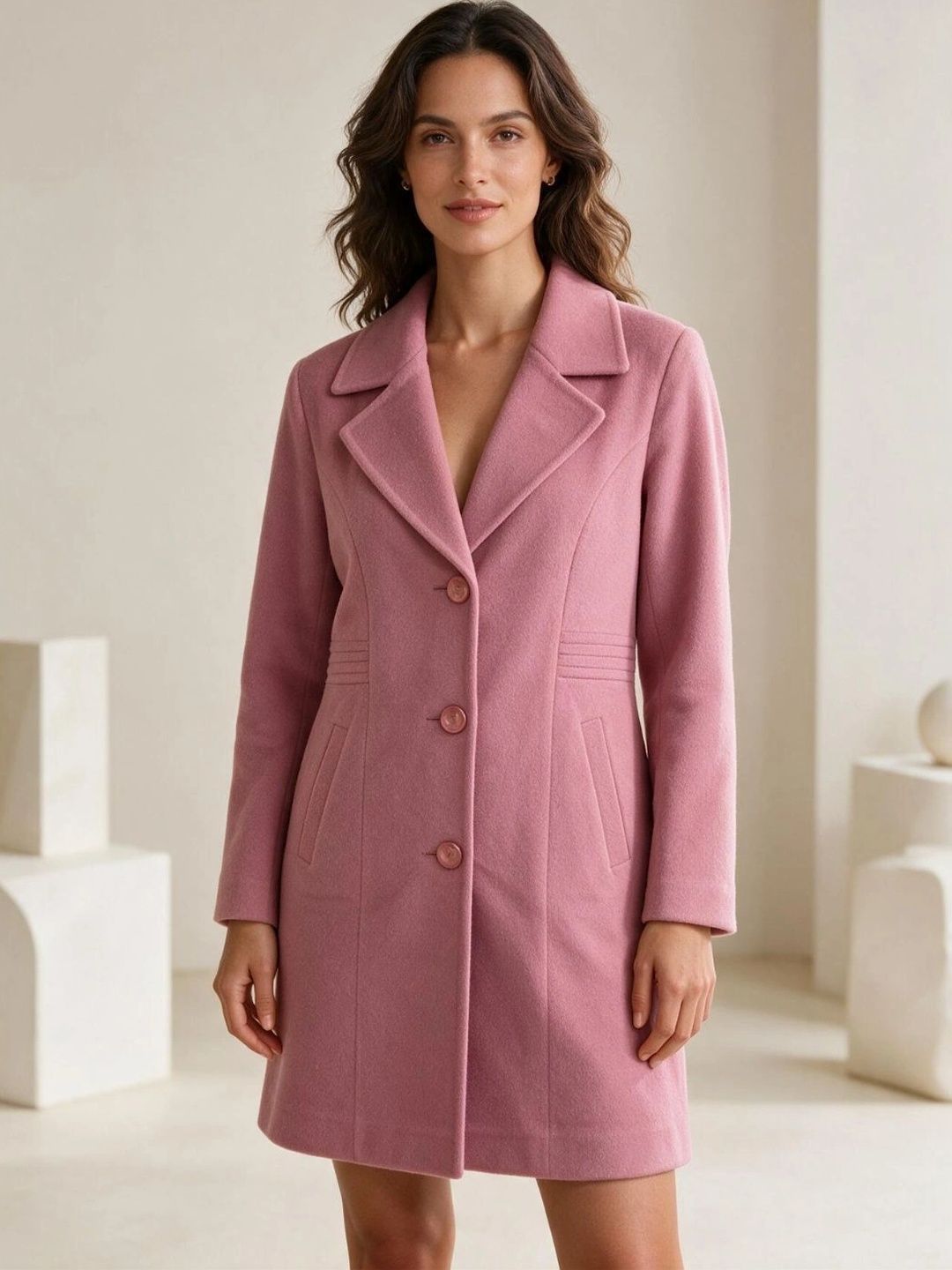 Chemistry Single Breasted Notched Lapel Collar Overcoat-picture-16