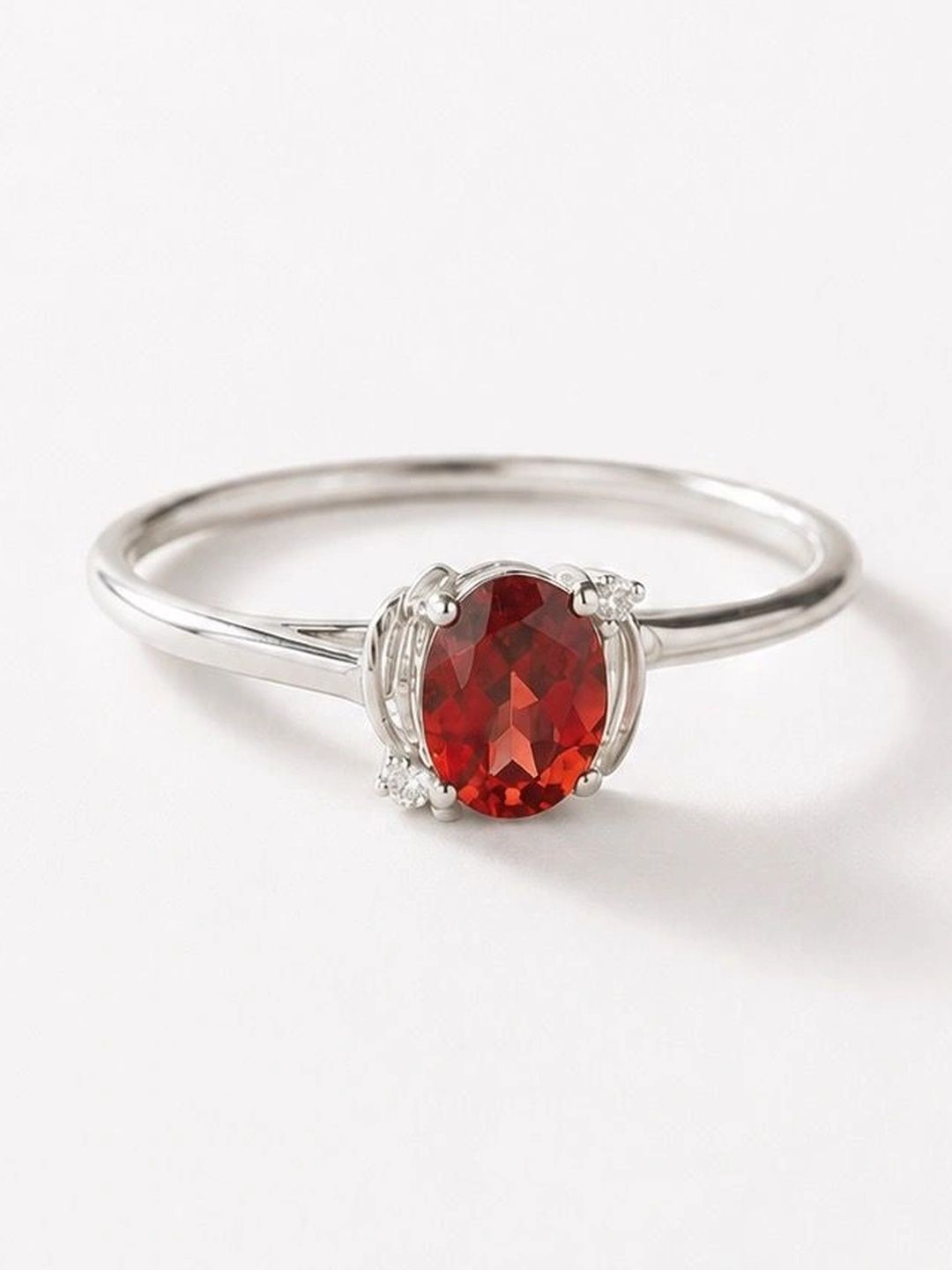 Anushka Jain Jewellery Women Sterling Silver Rhodium-Plated Garnet Finger Ring-image-23