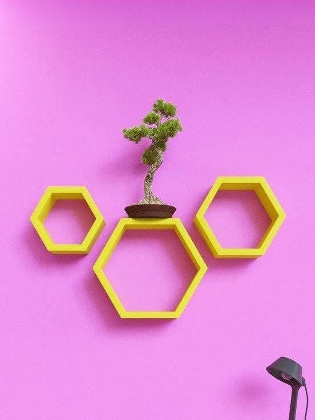 TFS TRADERS Yellow MDF Wall Shelf with Keyholders-picture-12