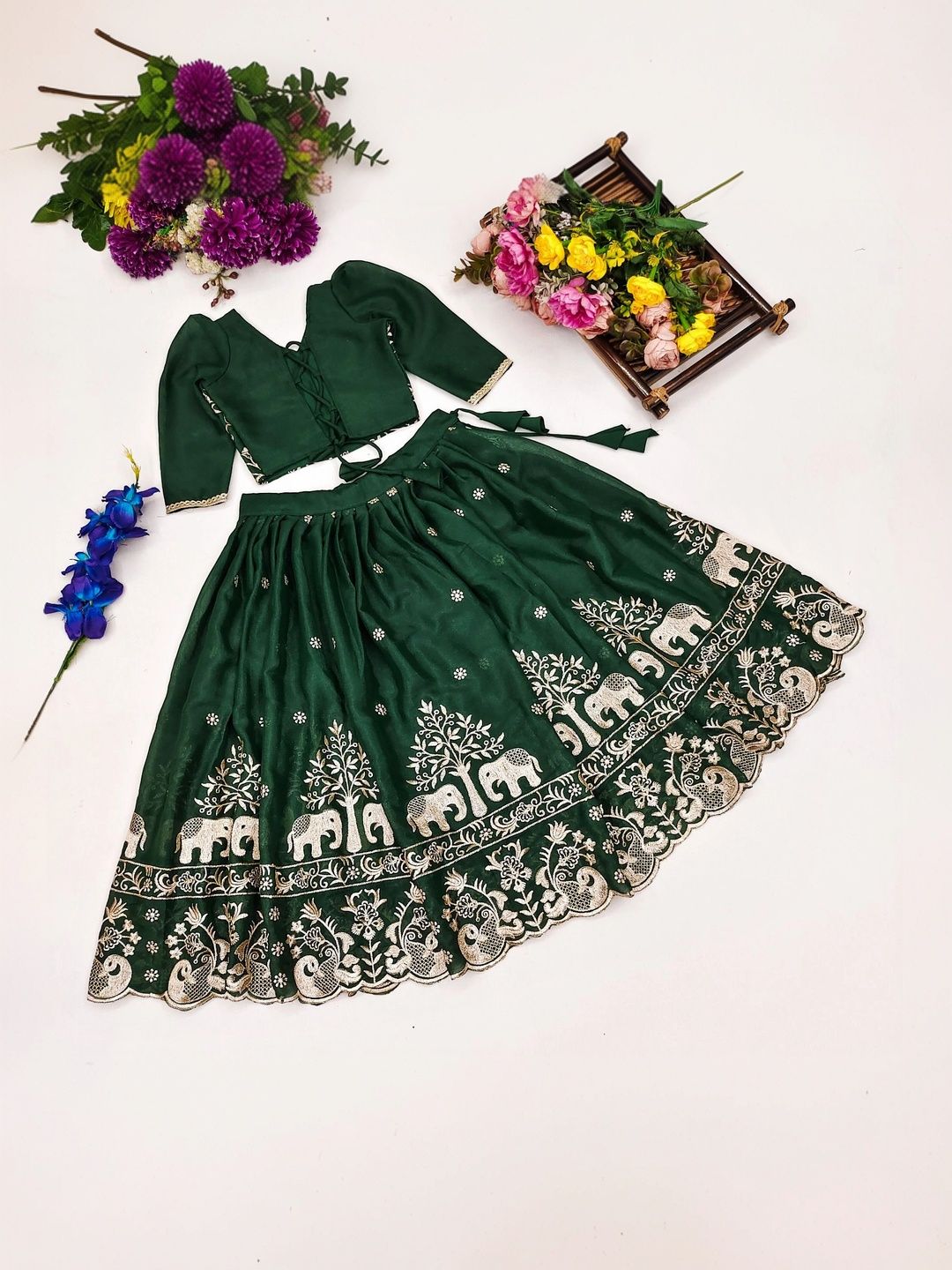 DRISHIV ENTERPRISE Girls Embroidered Thread Work Ready to Wear Lehenga &-picture-38