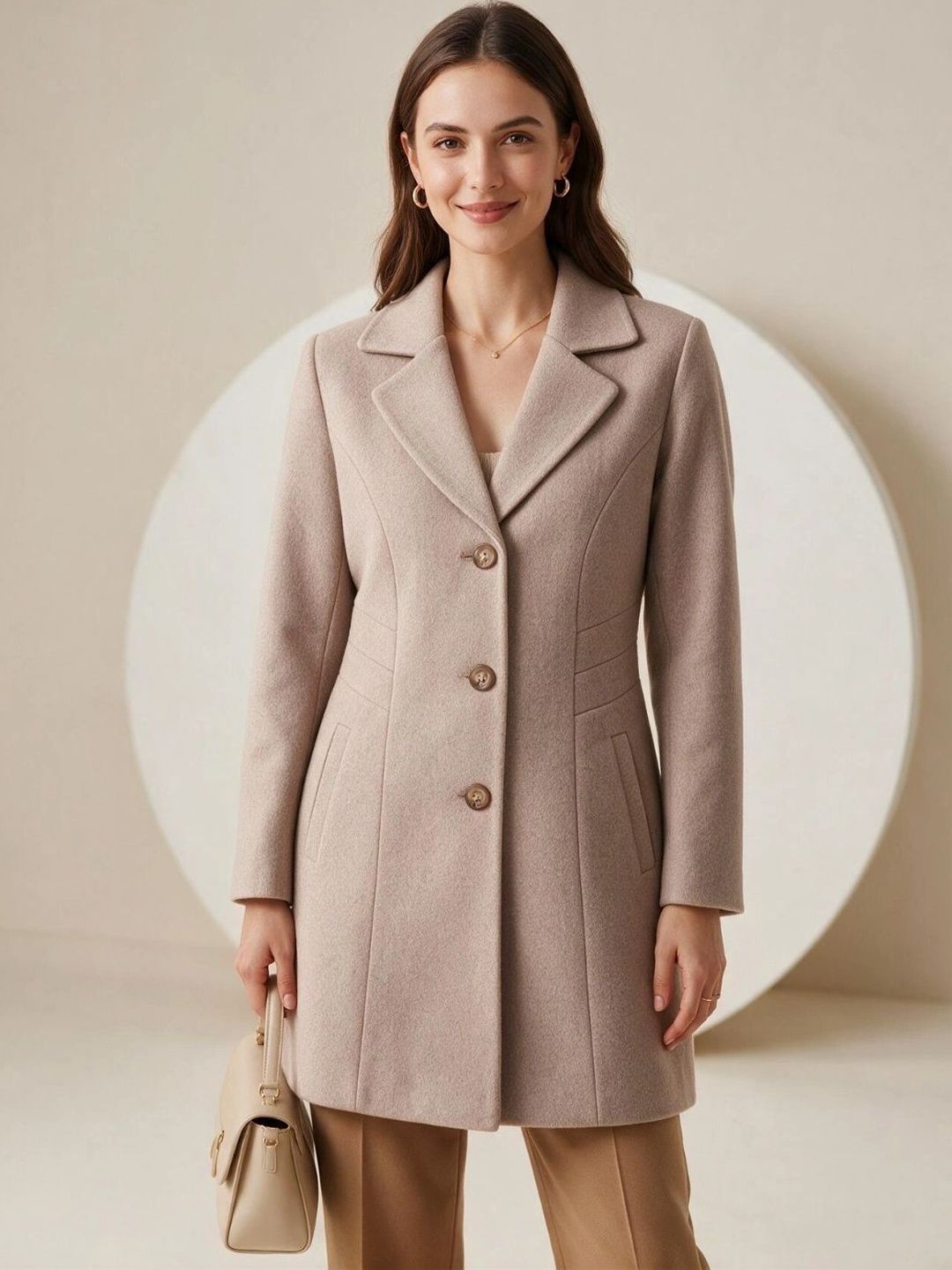 Chemistry Single Breasted Notched Lapel Collar Overcoat-picture-30