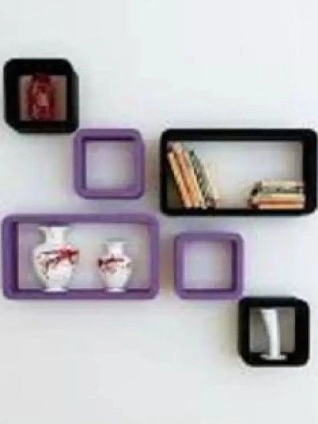TFS TRADERS Purple & Black MDF Wall Shelf with Keyholders-picture-40