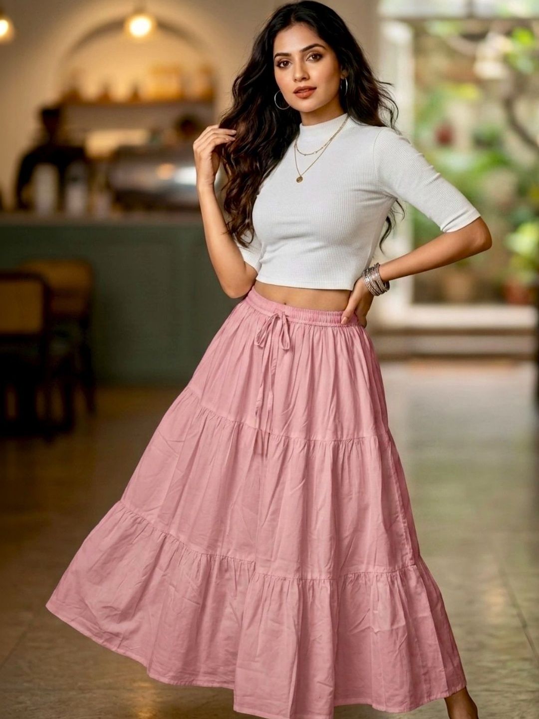 ANGOORI FASHION Women Tiered Maxi Flared Skirt-picture-33