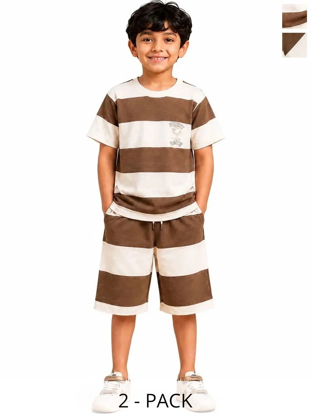 Bloomup Boys Striped T-shirt with Shorts-image-30