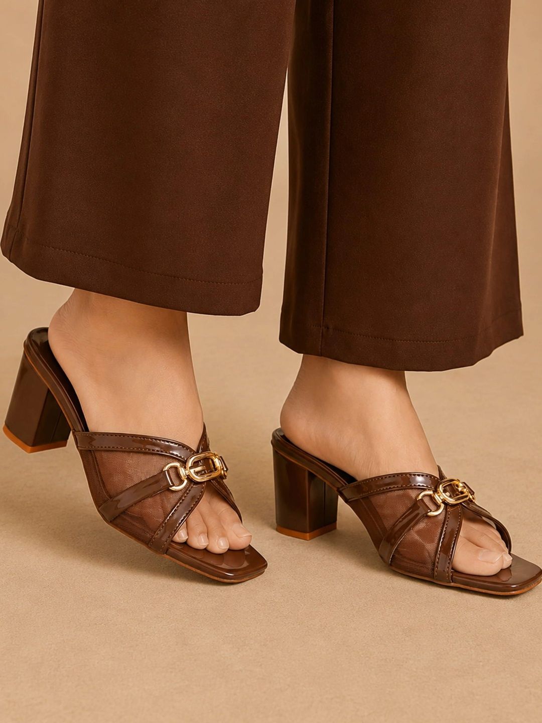 Luper Textured Party Block Mules with Buckles-picture-33