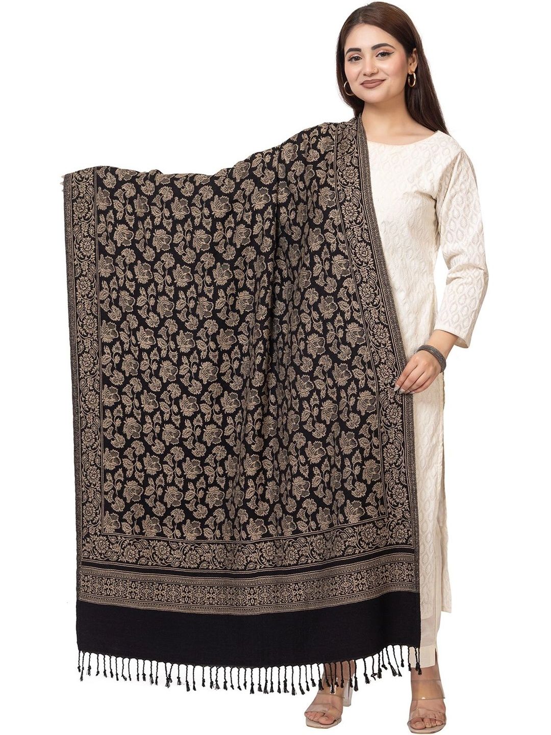 oornika Women Floral Woven Design Shawl-picture-51