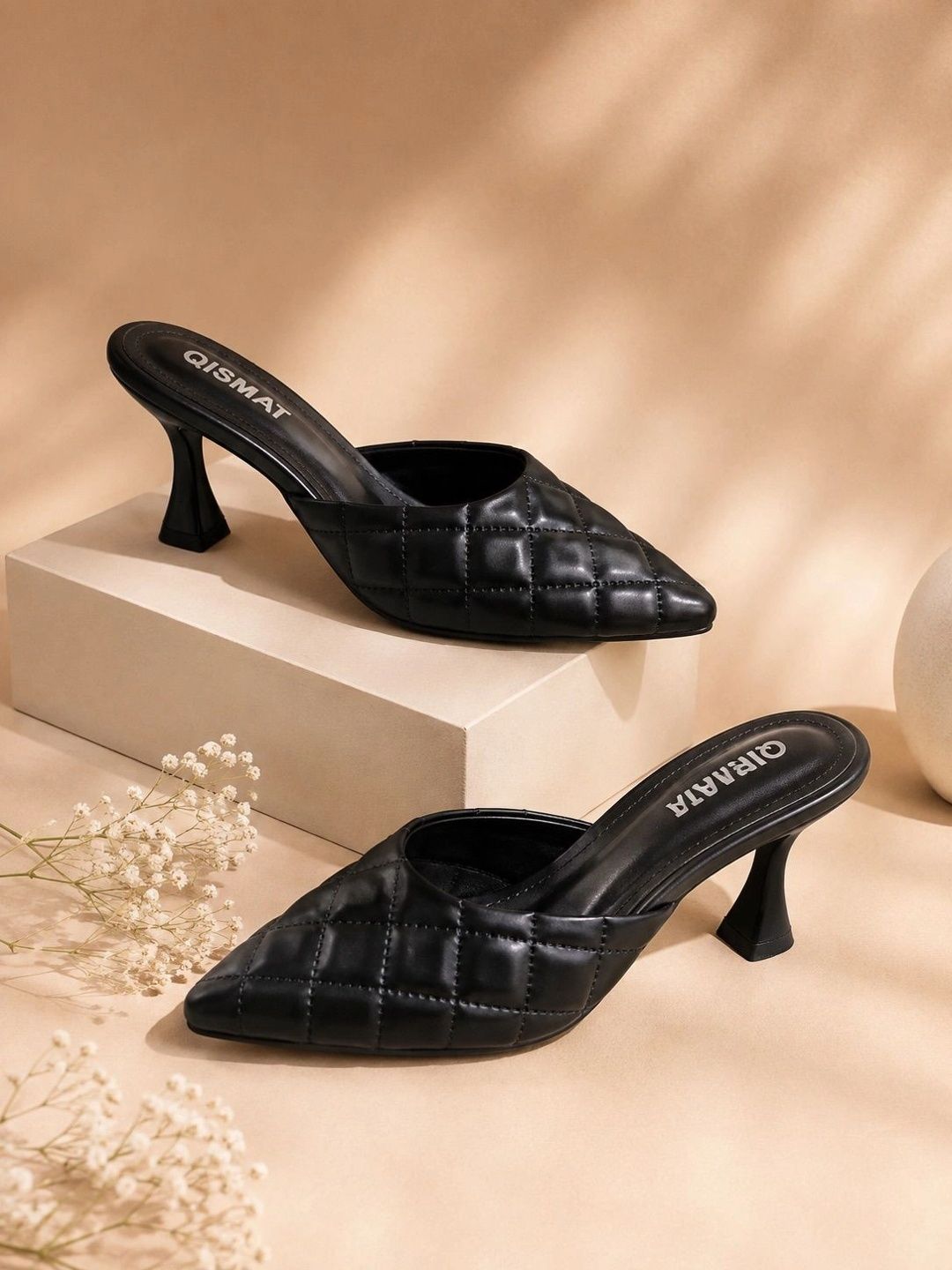 Qismat Textured Party Slim Heeled Mules-picture-11