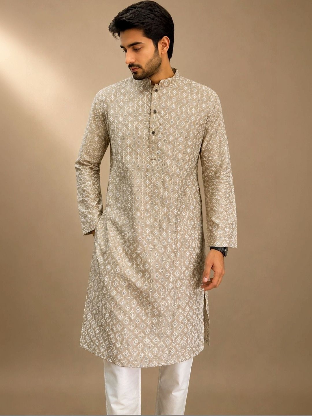 CHIRASVI Men Geometric Embroidered Thread Work Kurta-picture-38