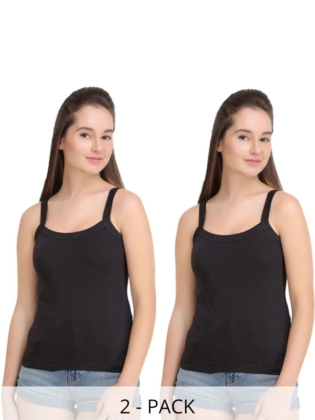 DESNUDA Pack of 2 Cotton Non Padded Camisoles-picture-21