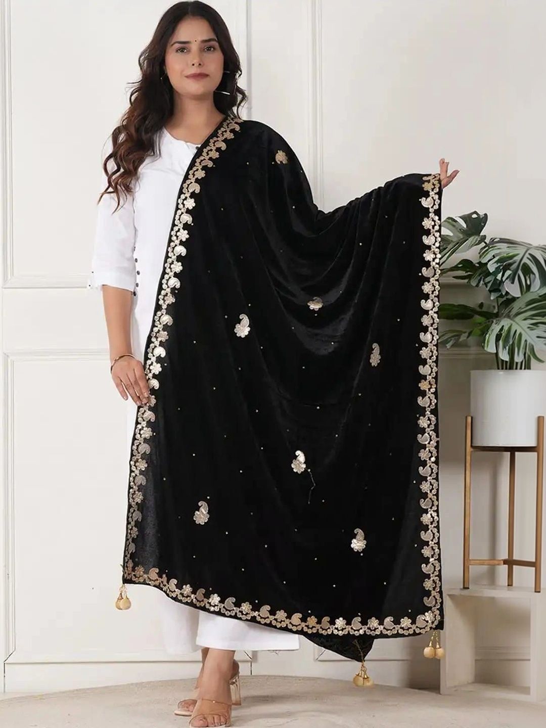 URBAN KANYA Ethnic Motifs Velvet Dupatta with Zari-picture-45