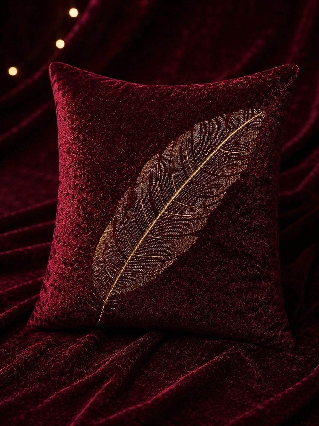 VORNEXA Maroon Velvet Square Cushion Covers-image-34