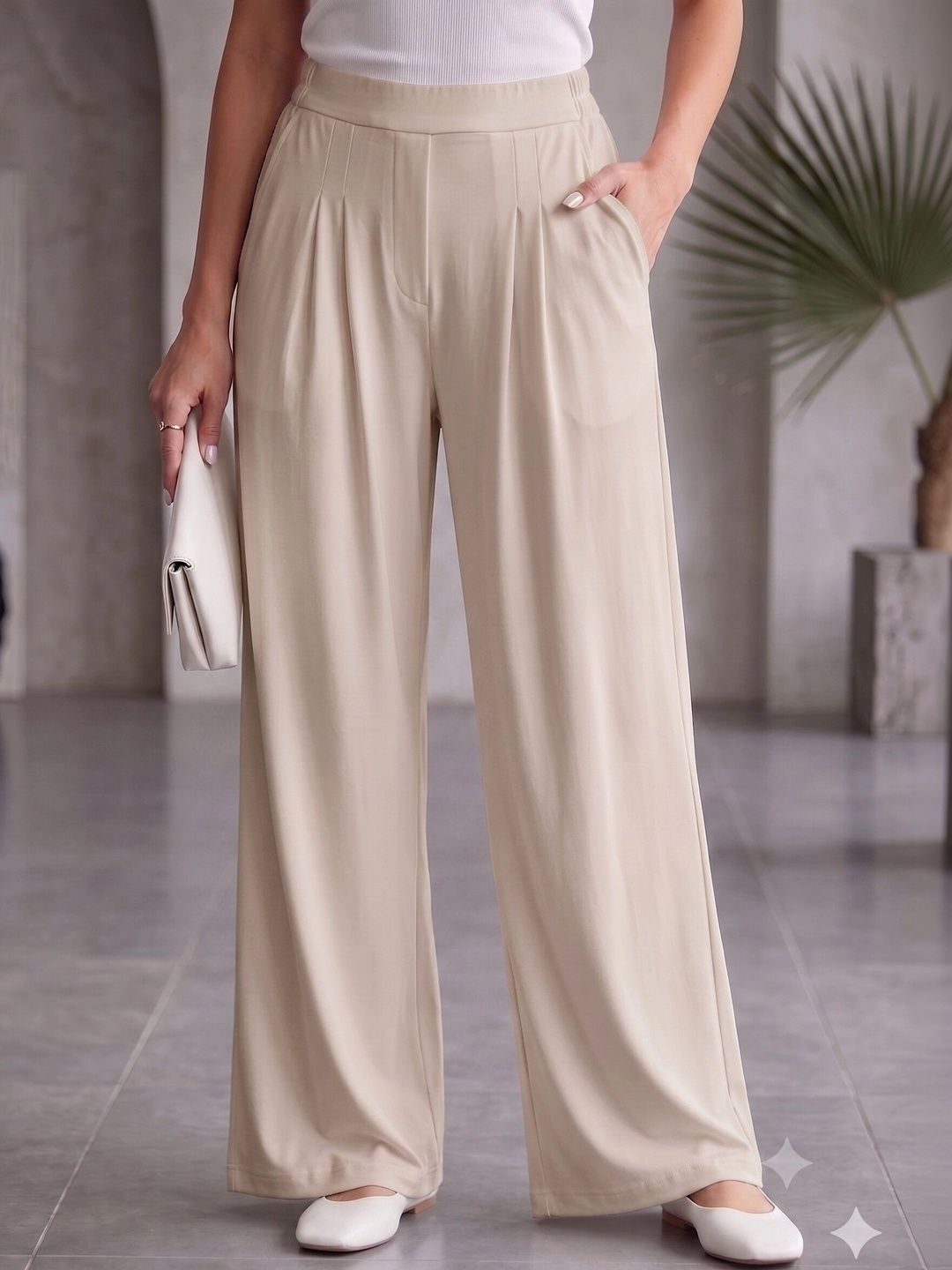 CORSICA Women Relaxed Straight Leg Easy Wash Pleated Trousers-picture-38