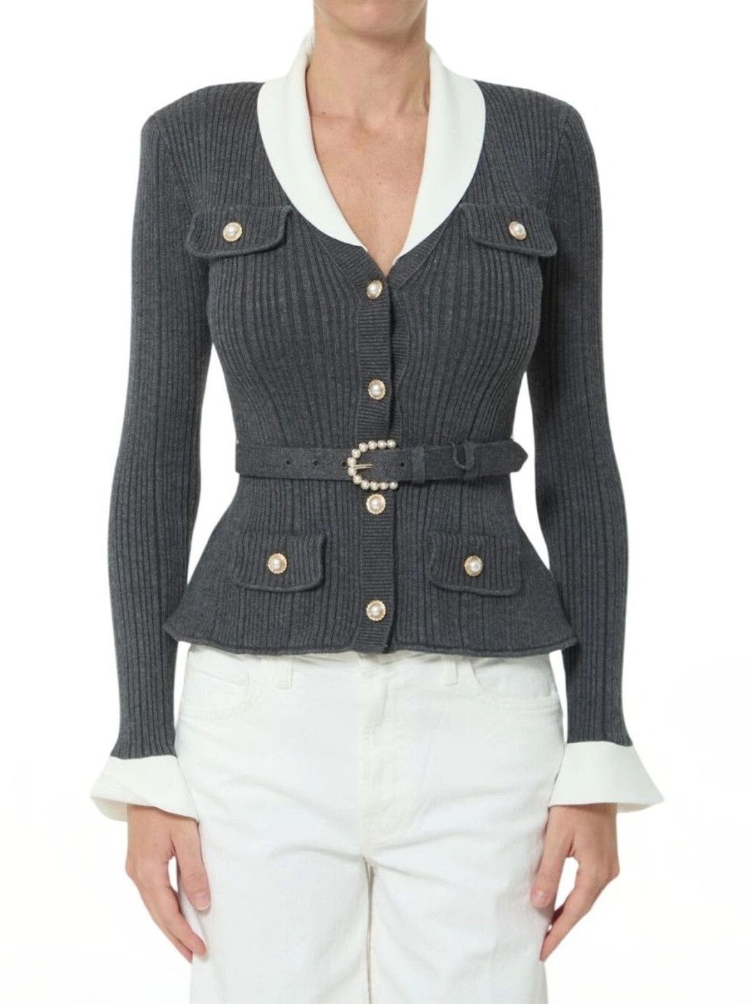 Self-Portrait Women Ribbed Cardigan-picture-31