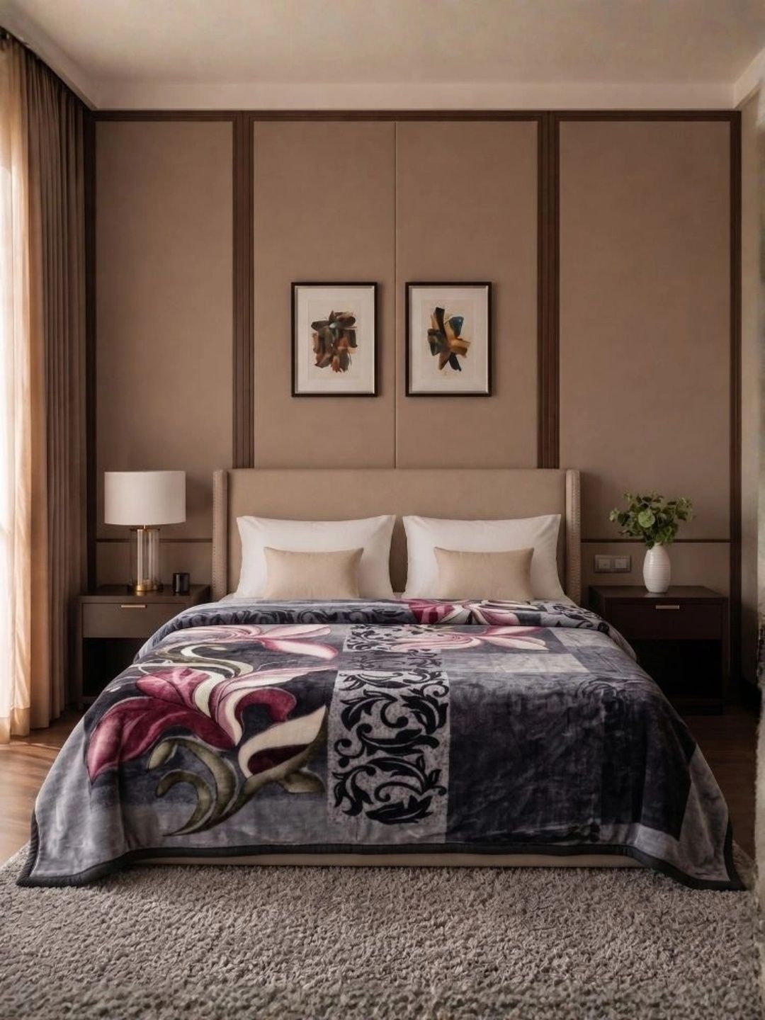 Signature Grey Floral Heavy Winter Blanket-image-23