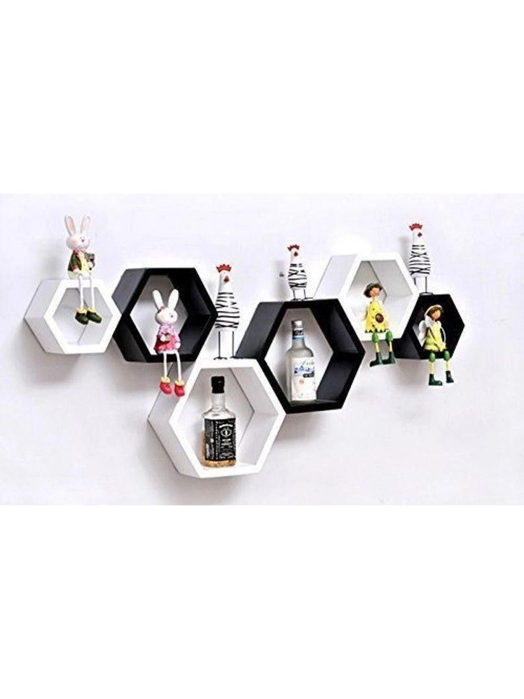 TFS TRADERS Black & White MDF Wall Shelf with Keyholders-picture-41