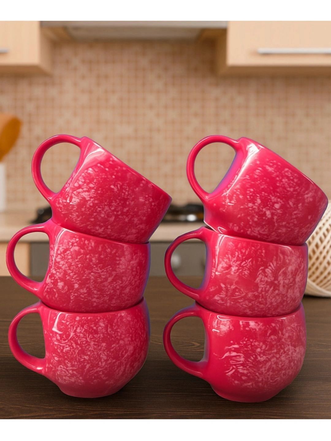 Love Unlimited Red Printed Solid Ceramic Glossy Cups Set of Cups and Mugs-image-48