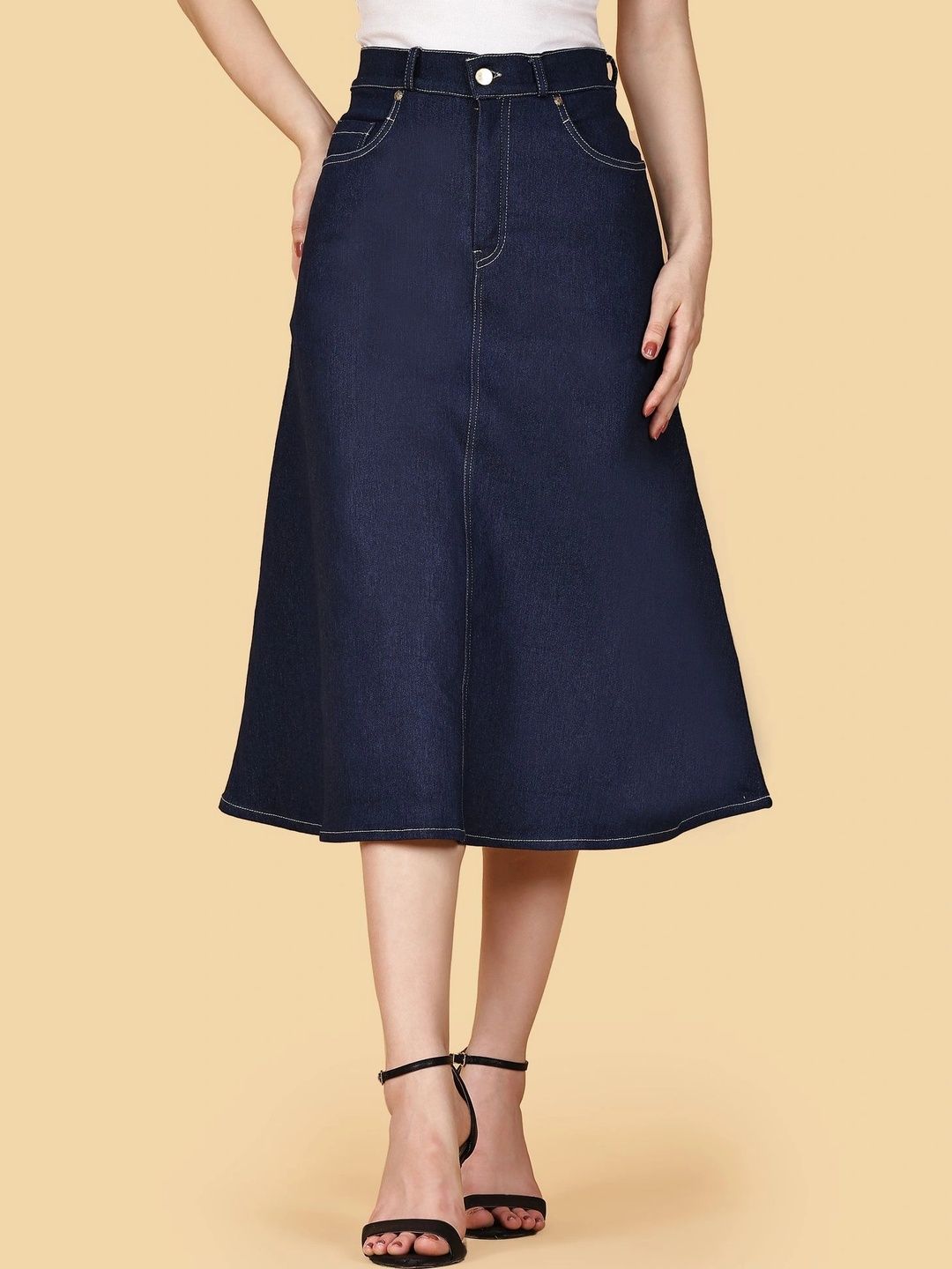 Chemistry Women Denim Midi A-Line Skirt-picture-54