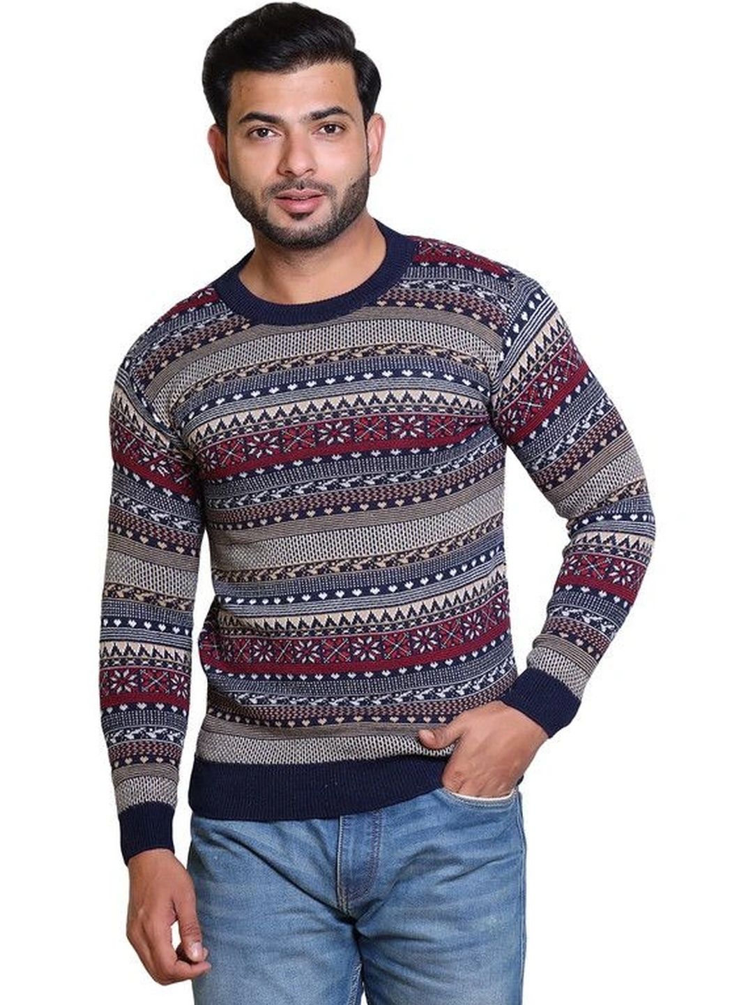 Grand Line Men Fair Isle Printed Pullover-picture-42