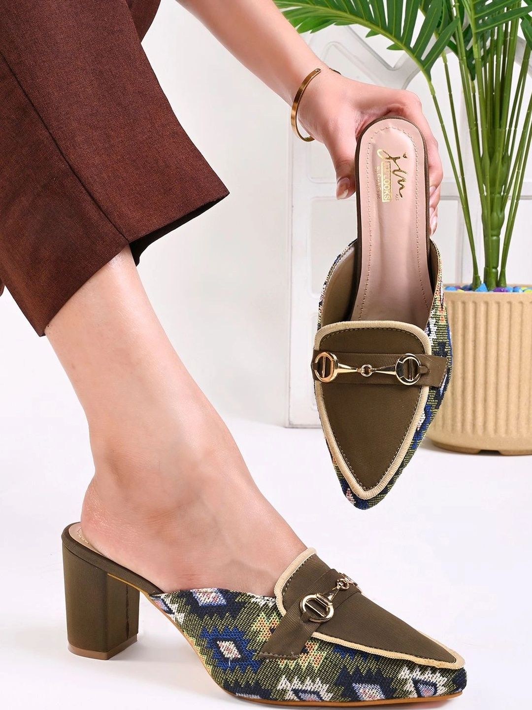 JM Looks Printed Block Mules with Buckles-picture-48