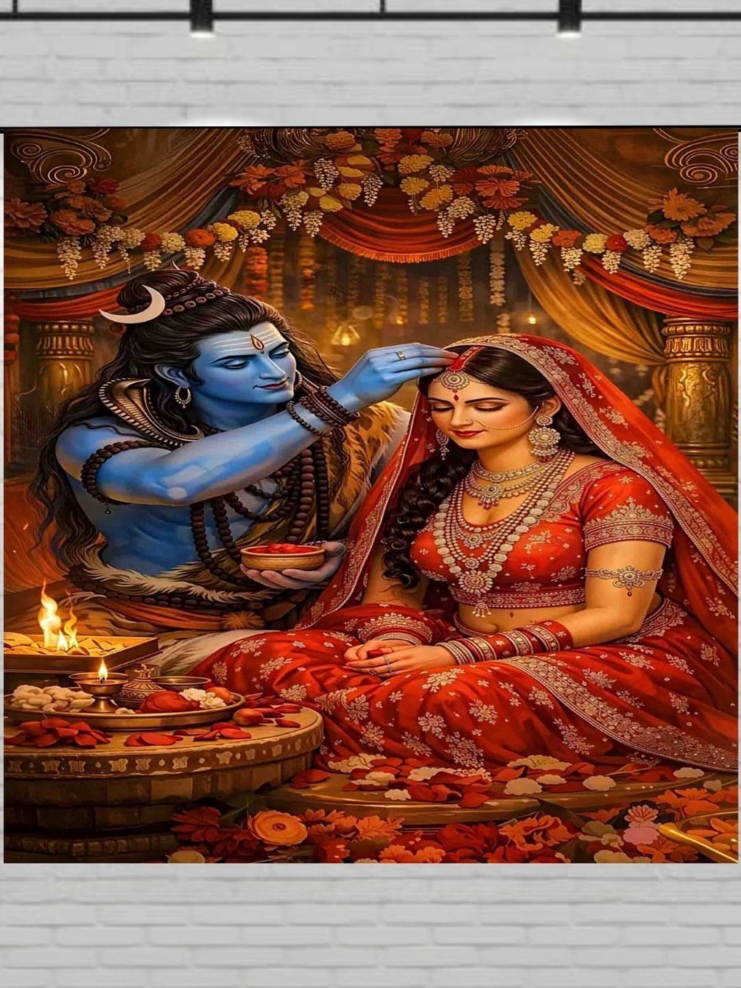 DHARA CREATION Shiv-Parvati Printed Wall Decor-picture-32