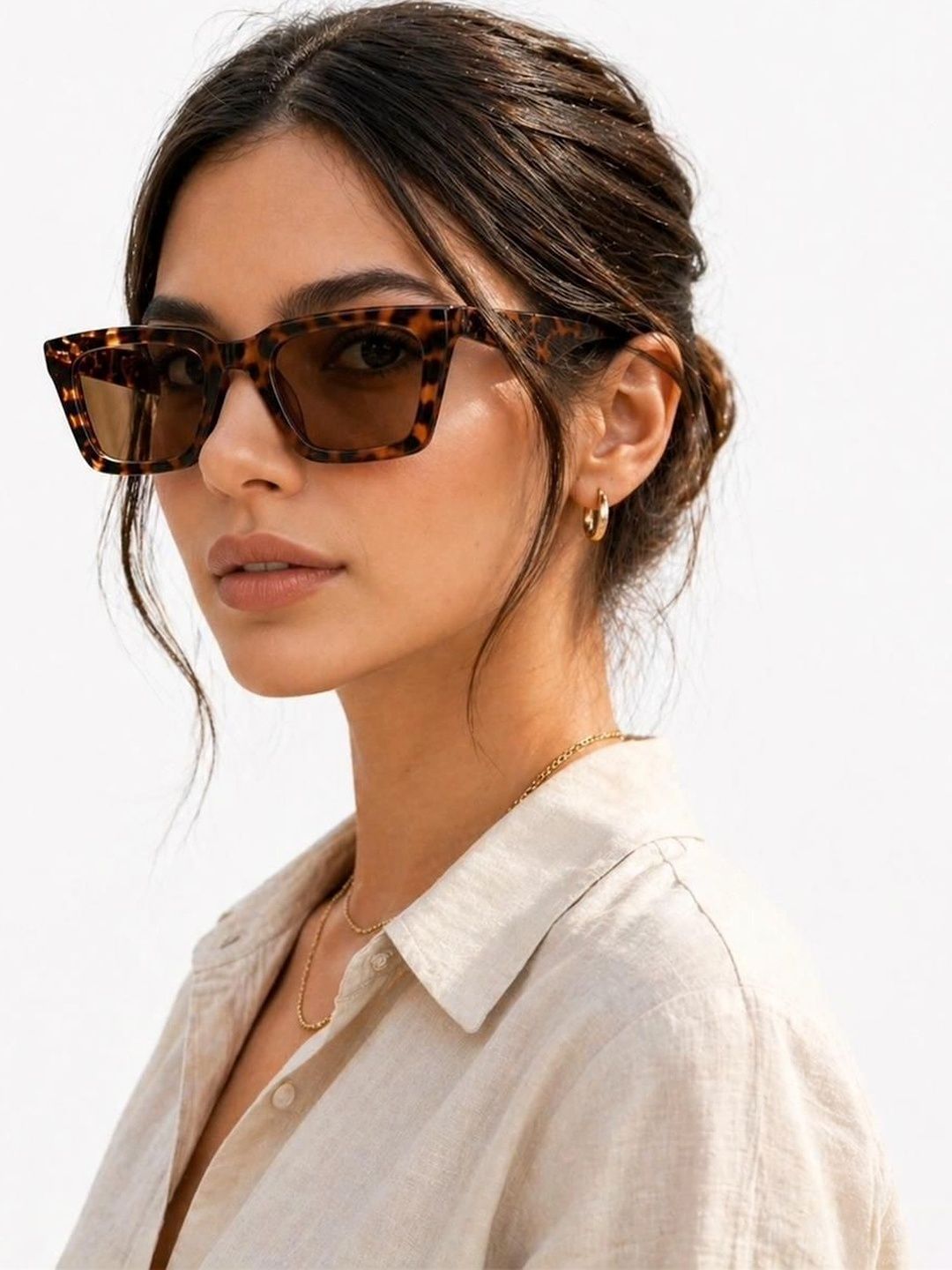 AKAYI Unisex Brown Lens & Brown Square Sunglasses with-image-18