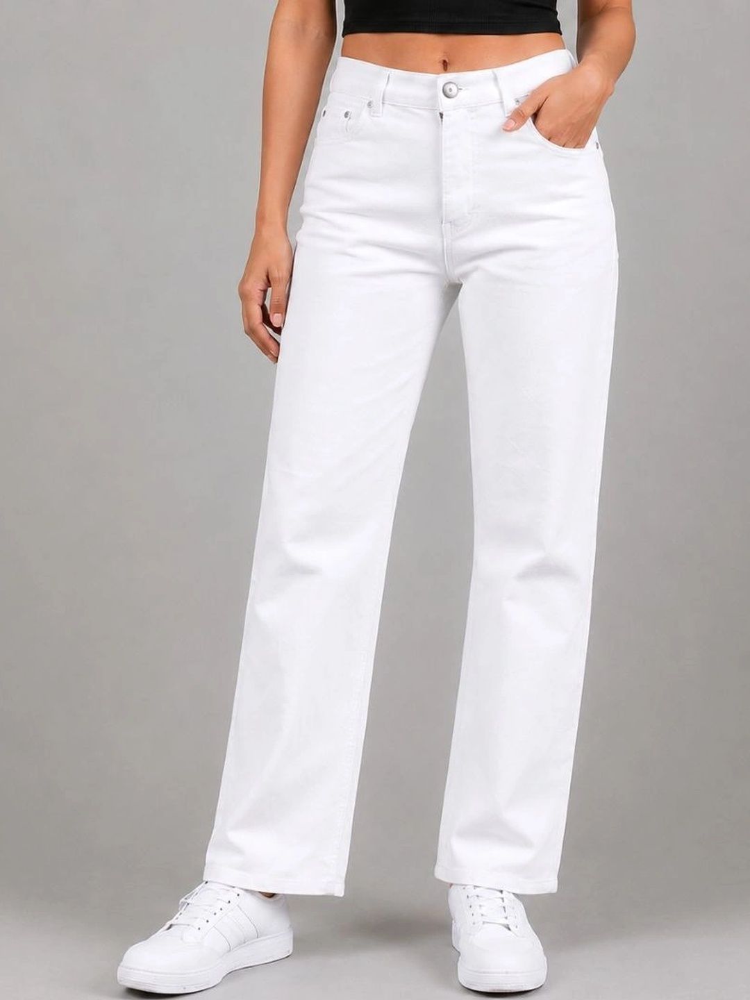 HERE&NOW Women Classic Relaxed Fit Mid-Rise Stretchable Jeans-picture-48