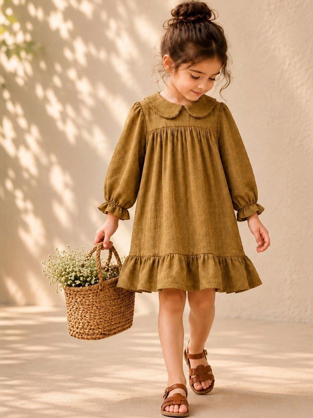 Parentree organics Peter Pan Collar Ruffled A-Line Dress-picture-43