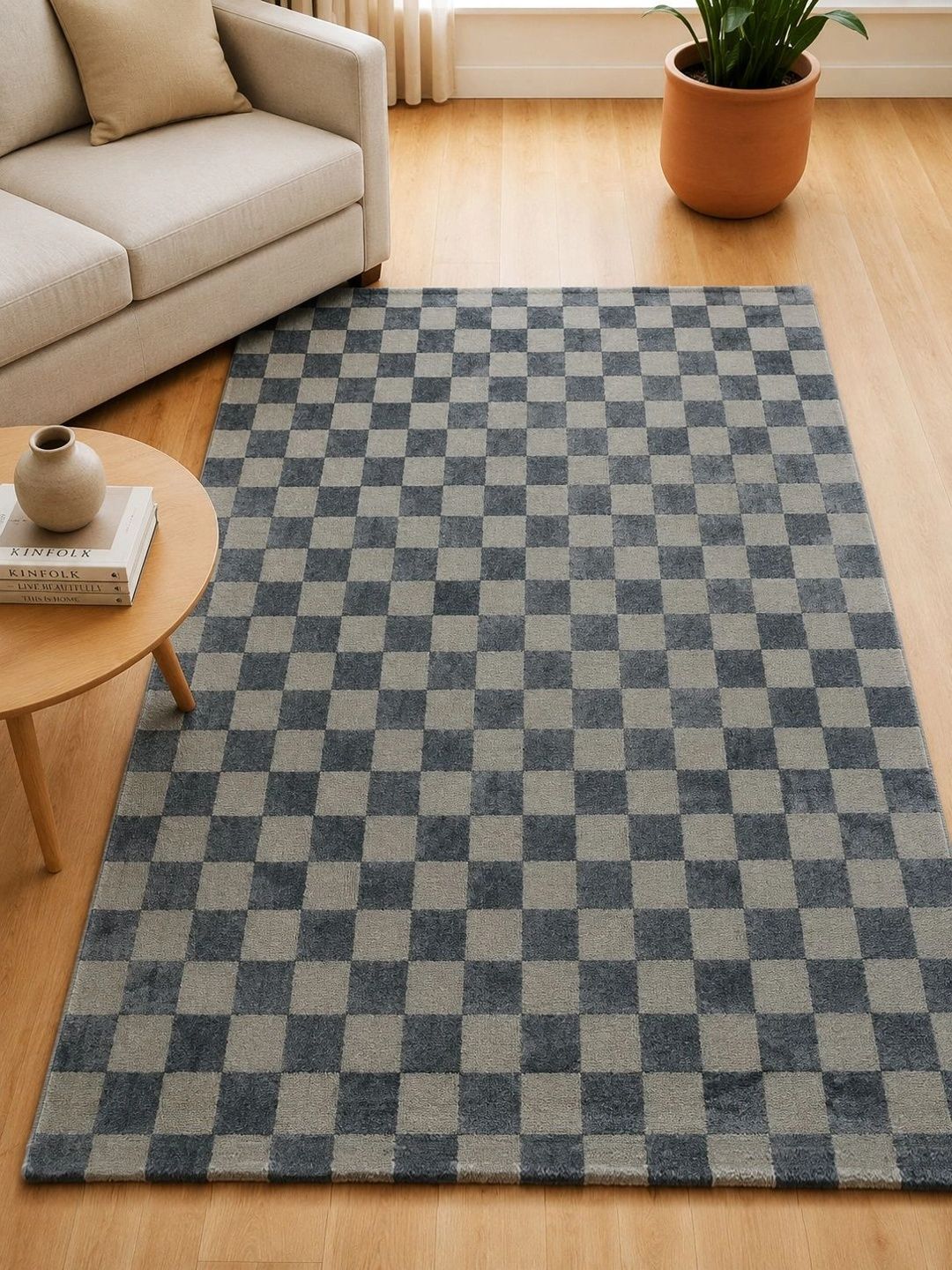 Saral Home Grey Geometric Polyester Carpet-picture-28