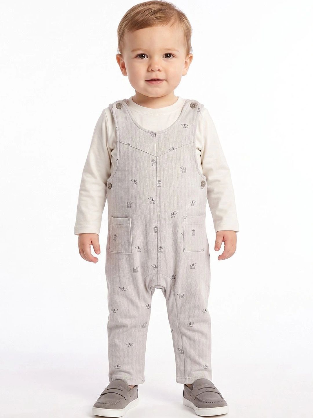 MINI KLUB Infant Boys Conversational Cotton Straight Leg Dungarees-picture-39