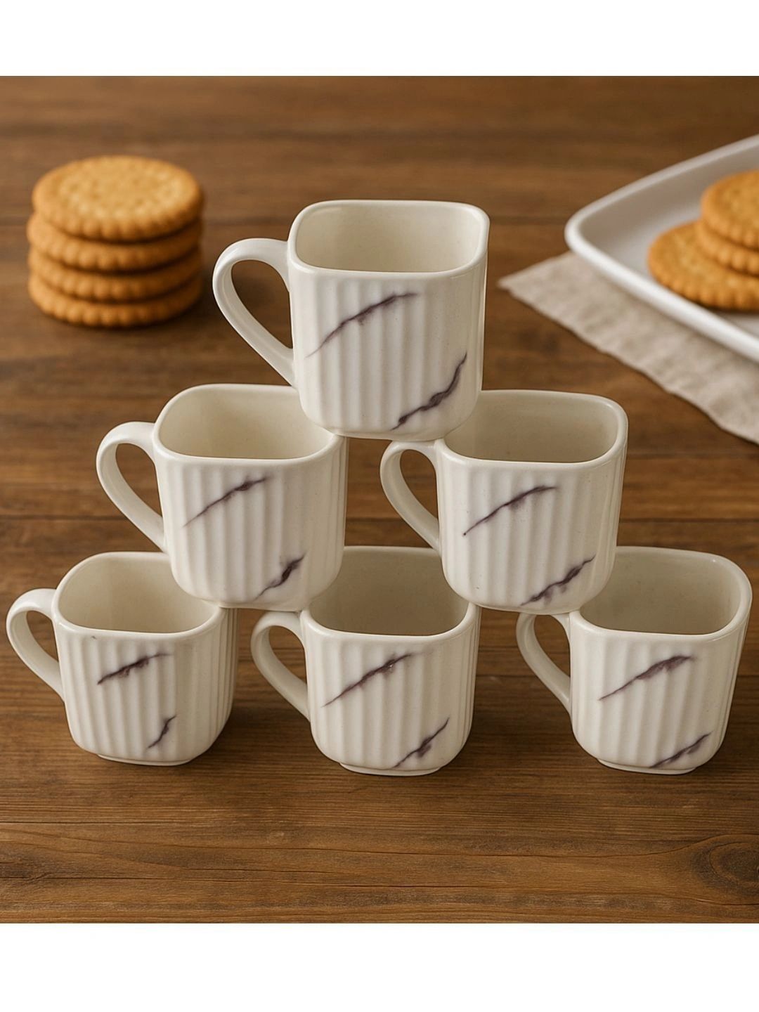 Love Unlimited White Printed Solid Ceramic Glossy Cups Set of Cups and Mugs-picture-40