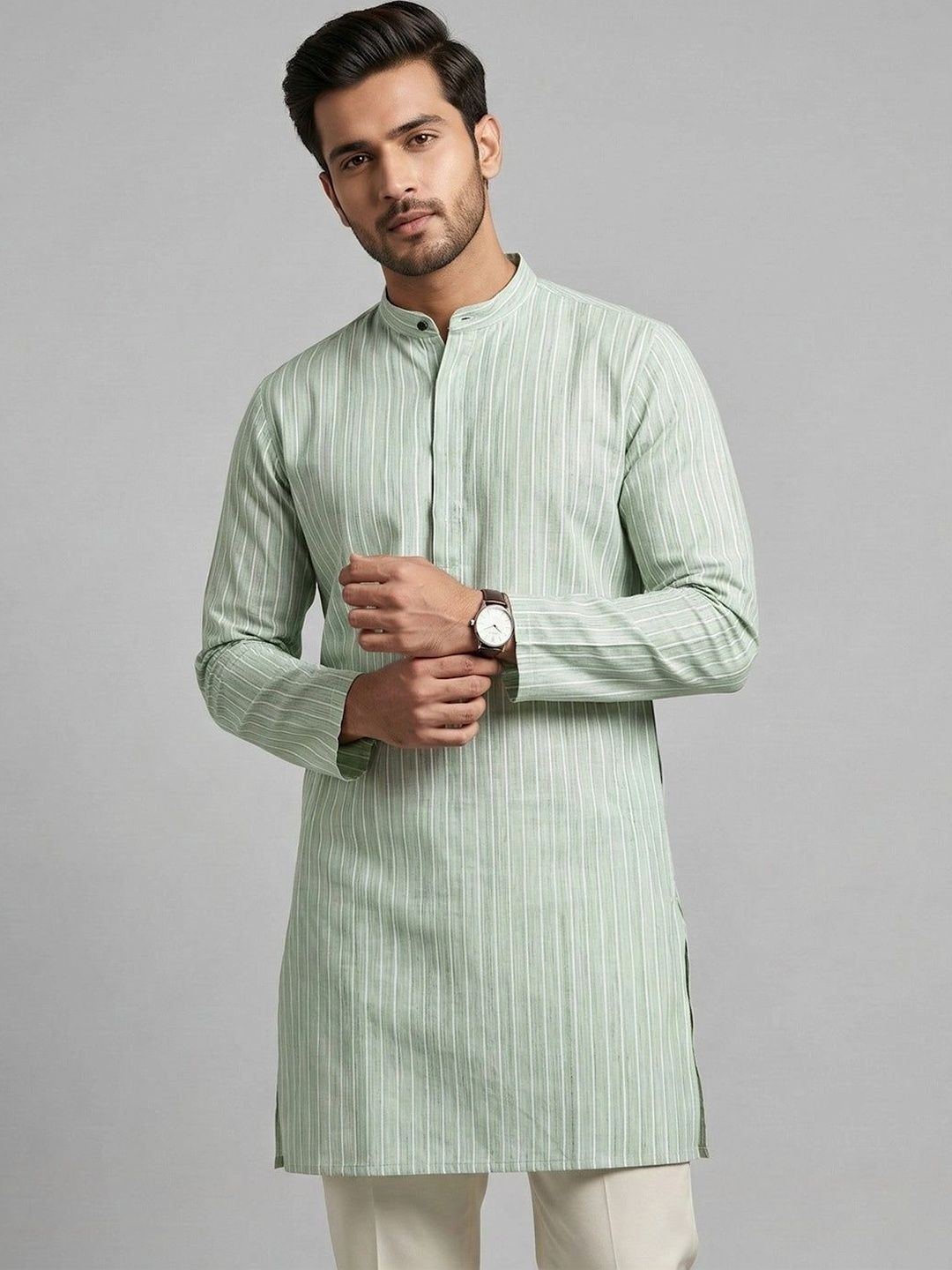 Ramraj Men Striped Handloom Kurta-image-17