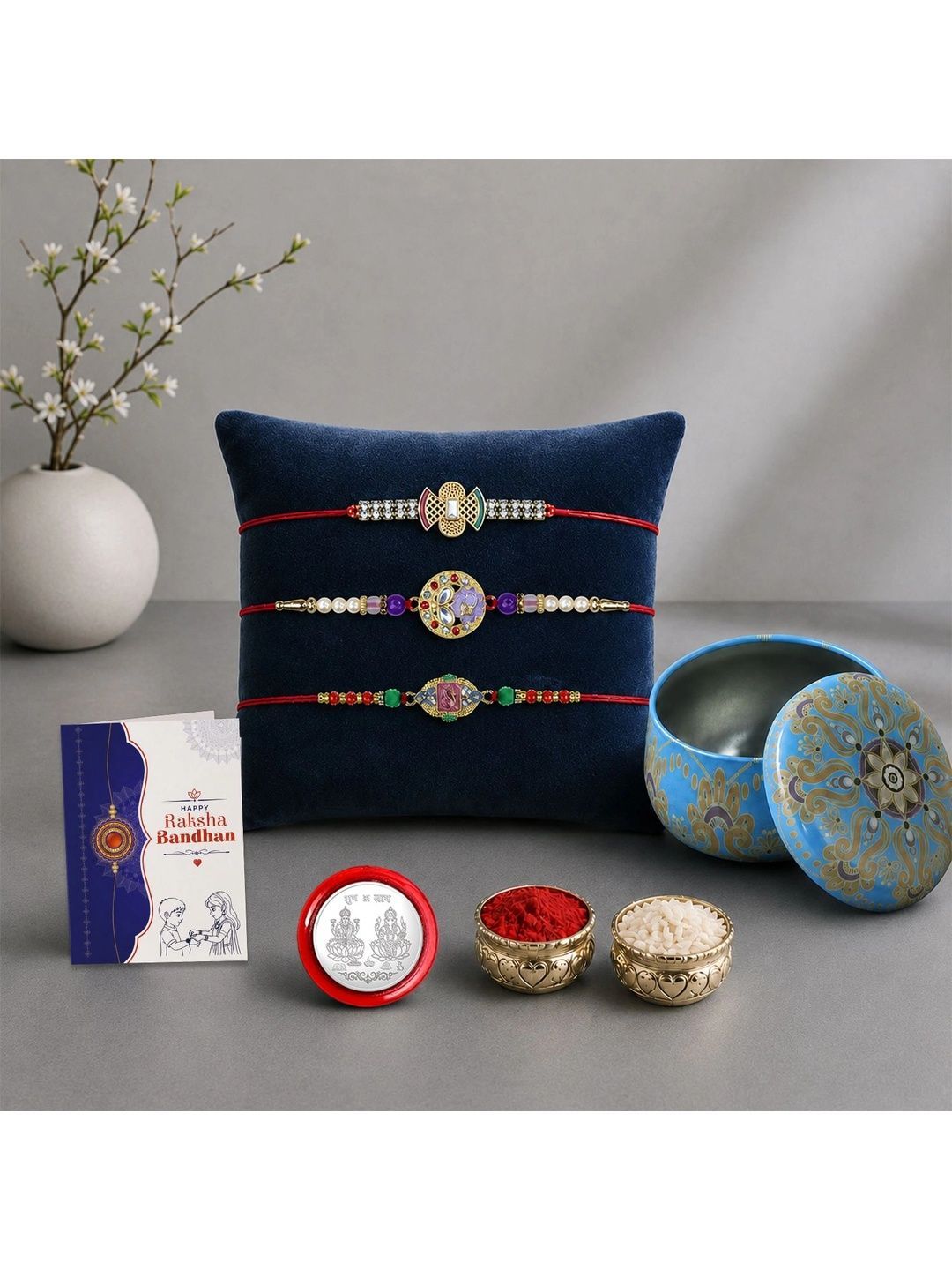 Myntra Elegant Homes 8-Pcs Rakhi Greeting Card & Roli Chawal-image-9