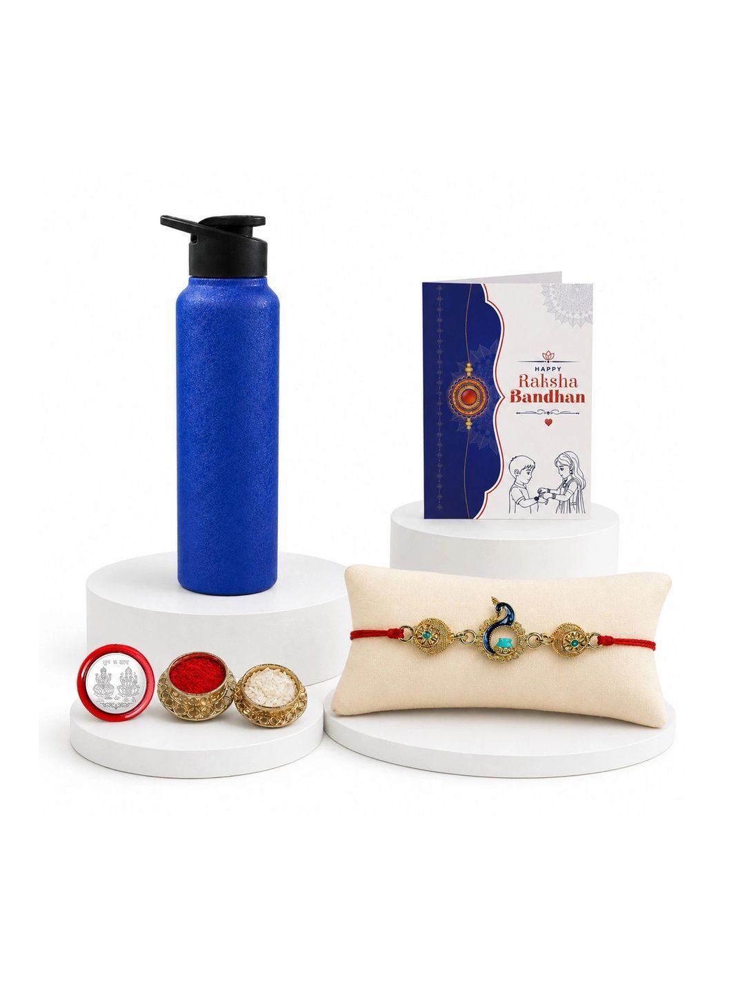 Myntra Elegant Homes Rakhi With Greeting Card Water Bottle Silver Coin & Roli Chawal-picture-13