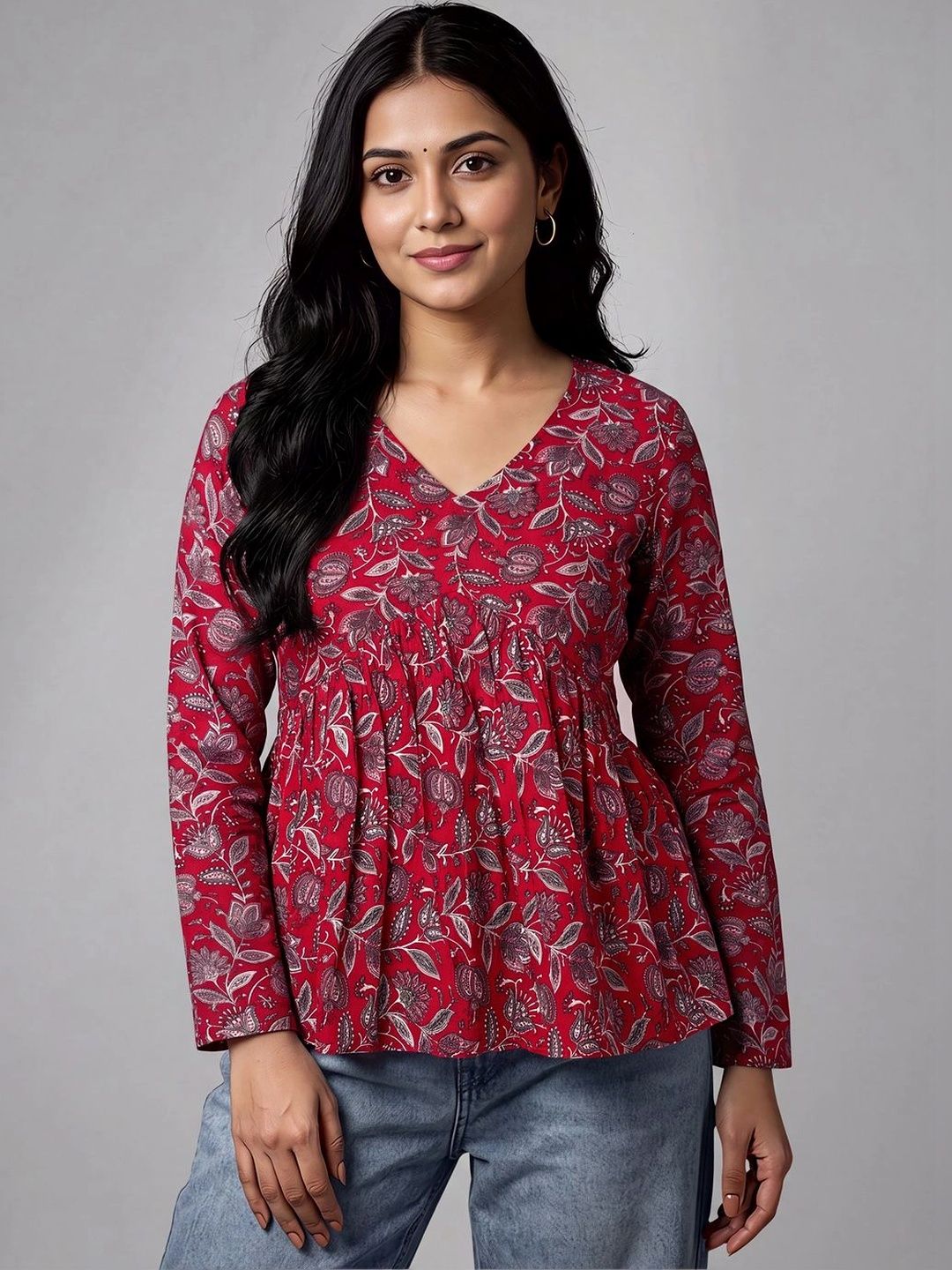 Dream Beauty Fashion Floral Print Peplum Top-picture-45