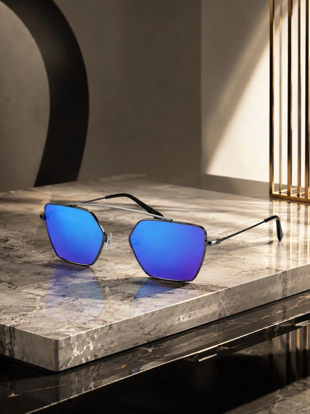 Moda Rapido Unisex Blue Lens & Gunmetal-Toned Other Sunglasses with-image-39