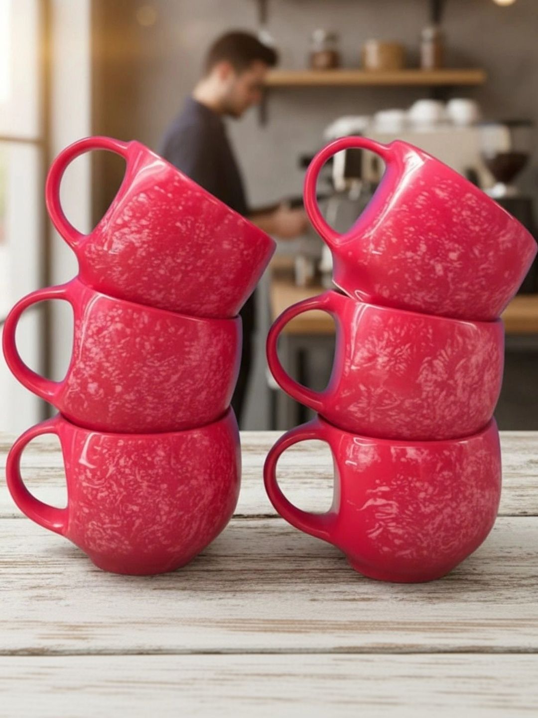 Love Unlimited Red Printed Solid Ceramic Glossy Cups Set of Cups and Mugs-picture-43