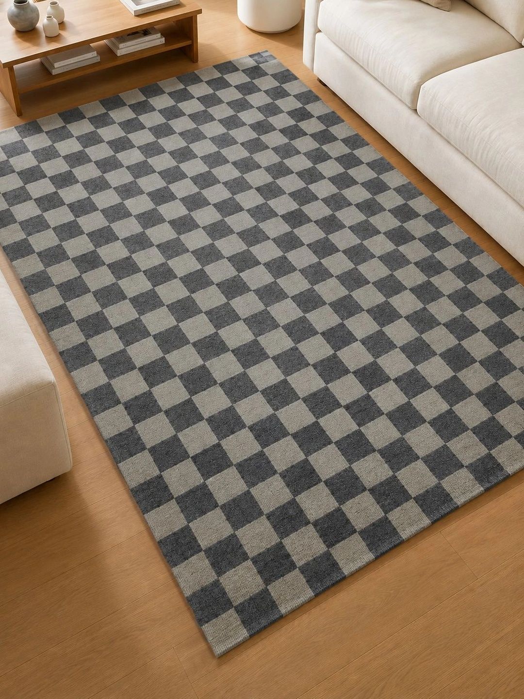 Saral Home Grey Geometric Polyester Carpet-picture-33