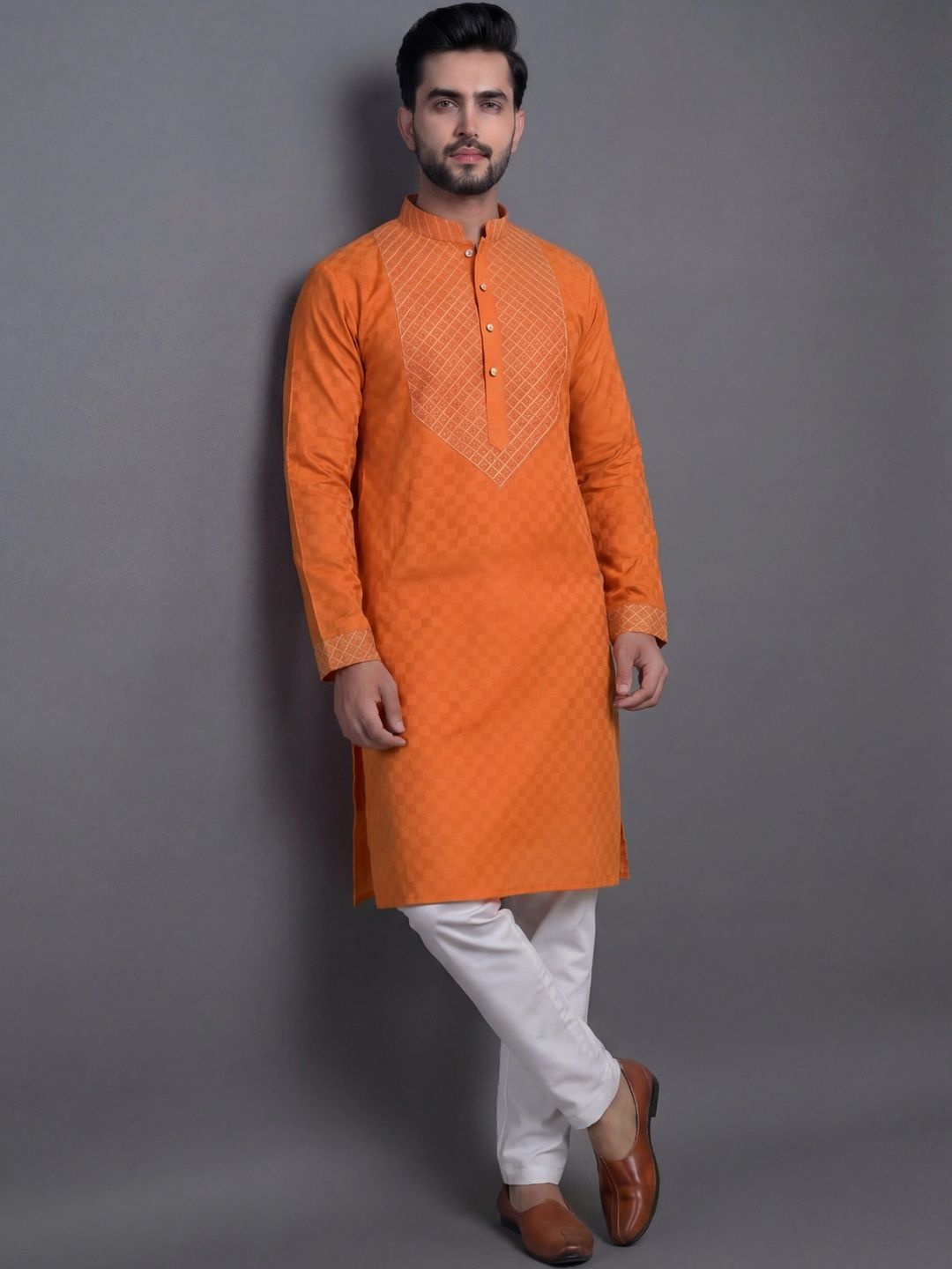Tibra Collection Men Ethnic Motifs Regular Thread Work Kurta with Pyjamas-picture-33