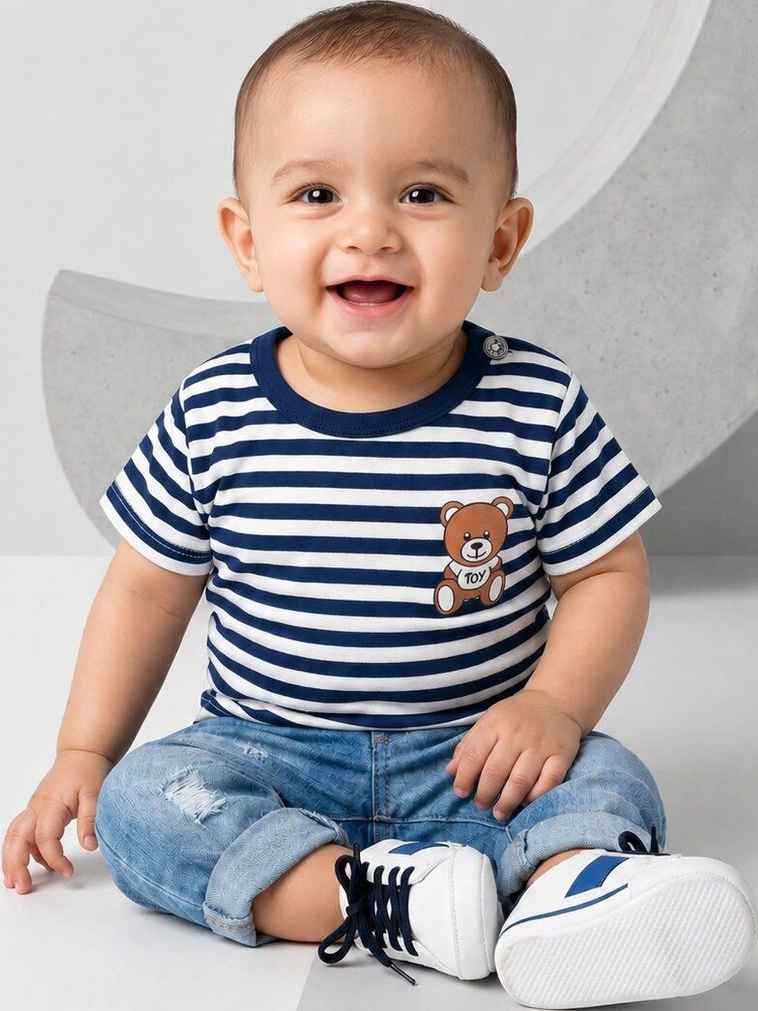 GENIE AND TOM Kids Striped Pure Cotton T-shirt-picture-52