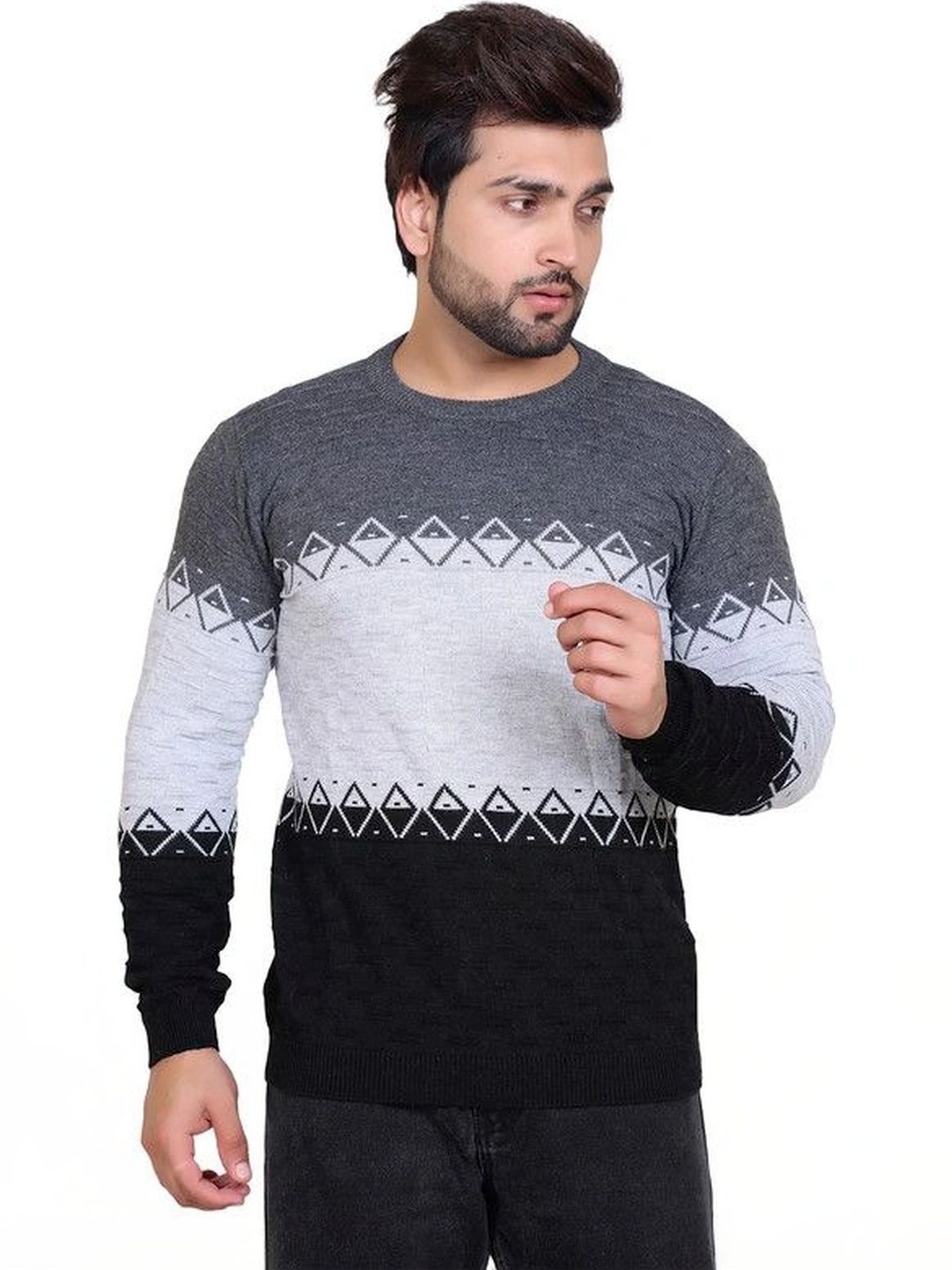 Grand Line Men Colourblocked Pullover-picture-16