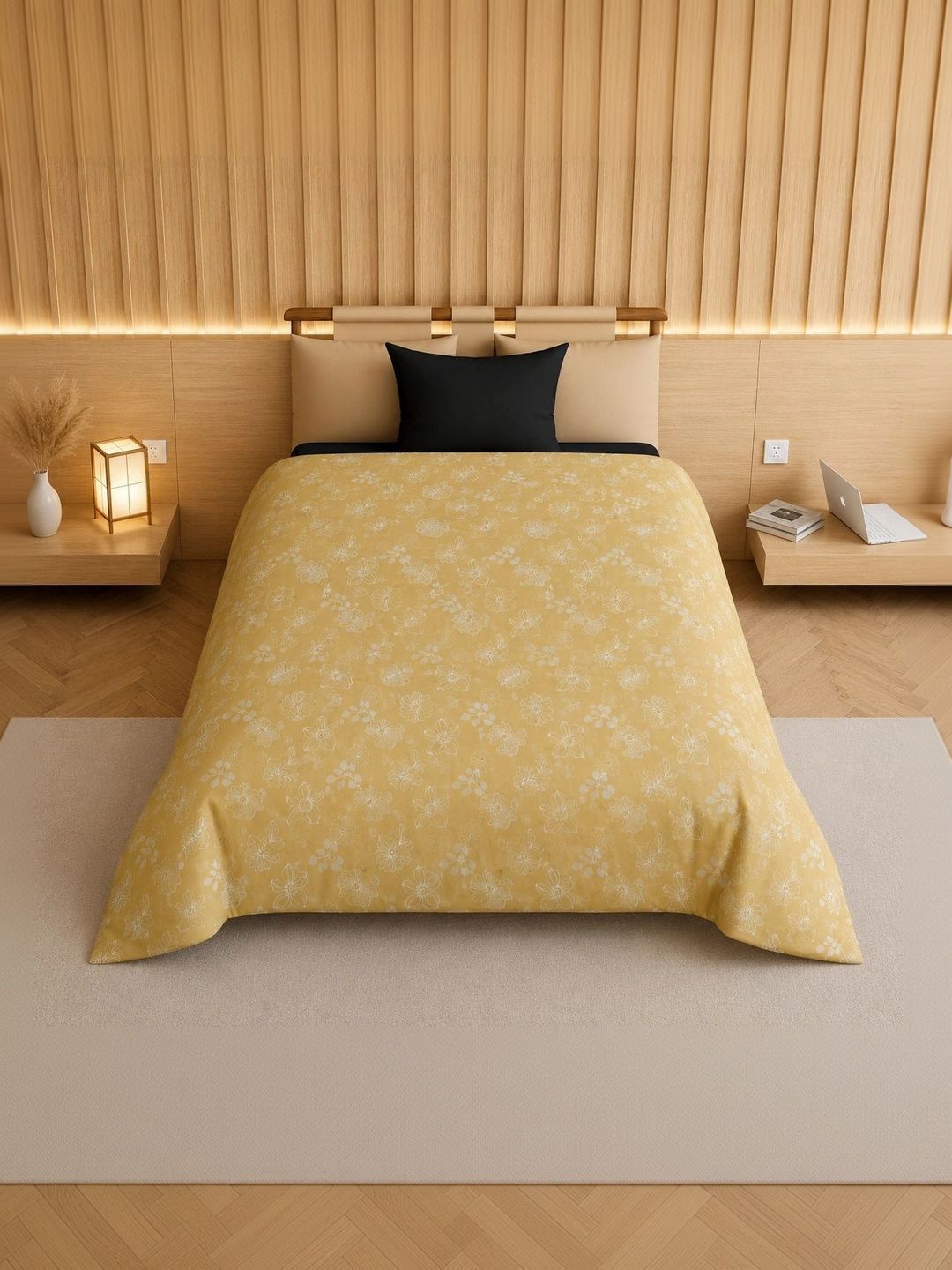 TINDLER KNOTS Yellow Floral Printed Single Duvet Cover-picture-57