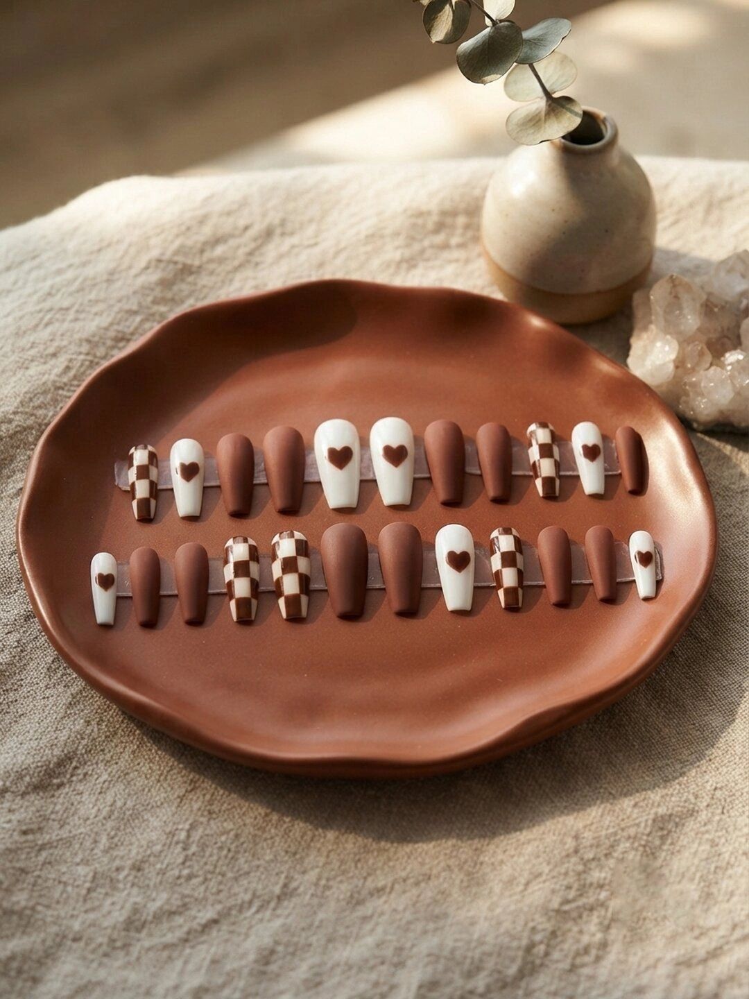 Krelin Set Of 24 Reusable Artificial Press On Nails - Chocolate Brown-picture-1