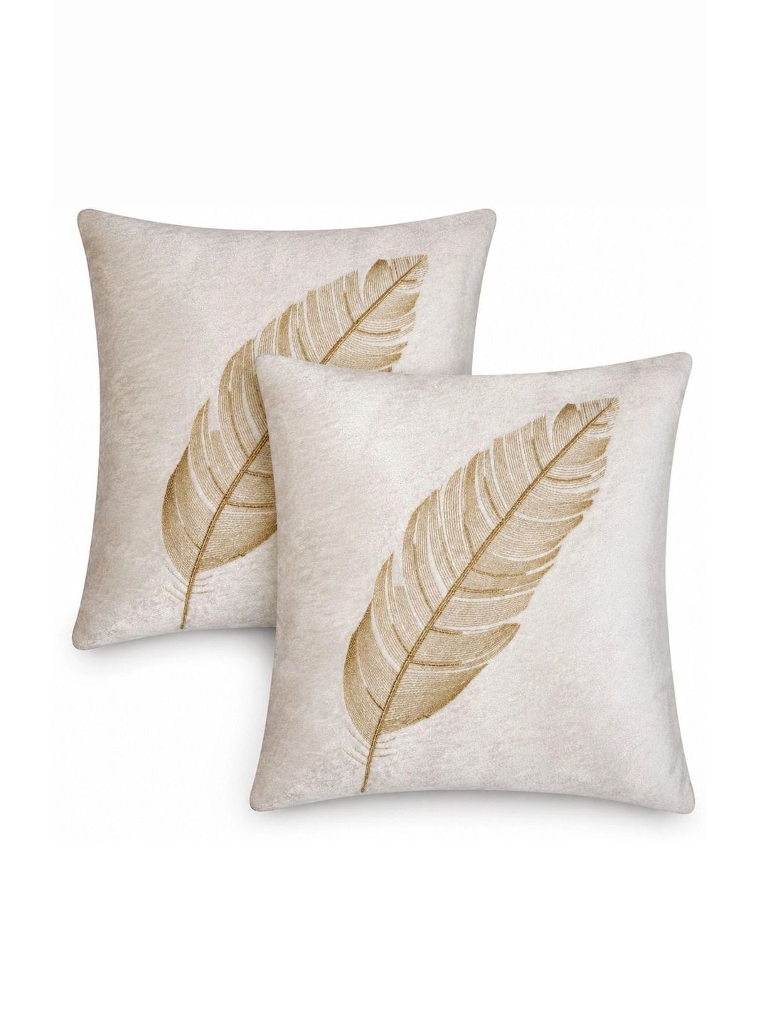 VORNEXA White Set of 2 Floral Velvet Square Cushion Covers-image-37