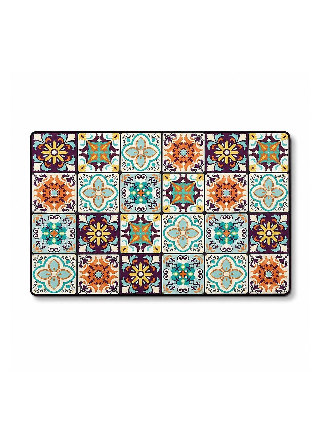 LUXEHOME INTERNATIONAL Orange & Turquoise Blue Printed Anti-Skid Kitchen Mats-picture-39