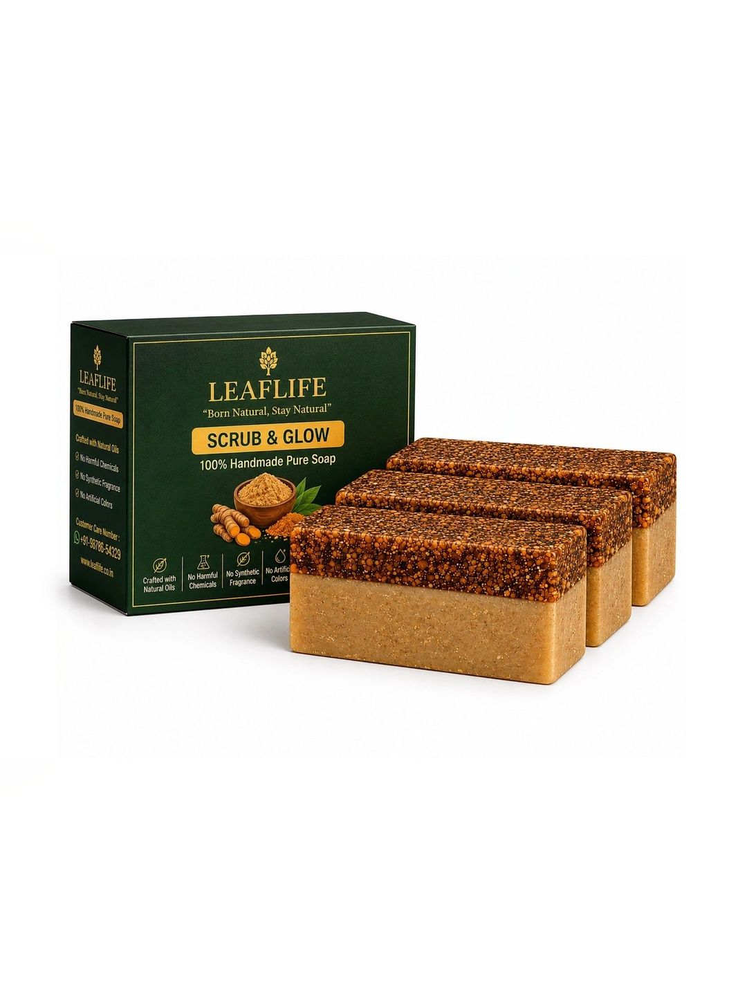 LEAFLIFE Set Of 3 Handmade 2-in-1 Scrub & Grow Soap - 100 g Each-image-44