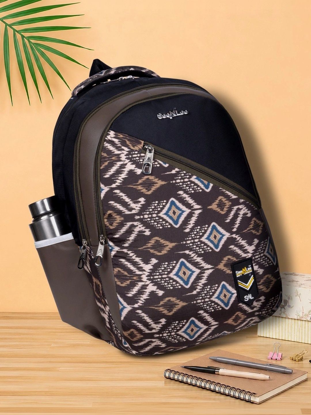Seenlee Women Geometric Backpack with Compression Straps-image-14