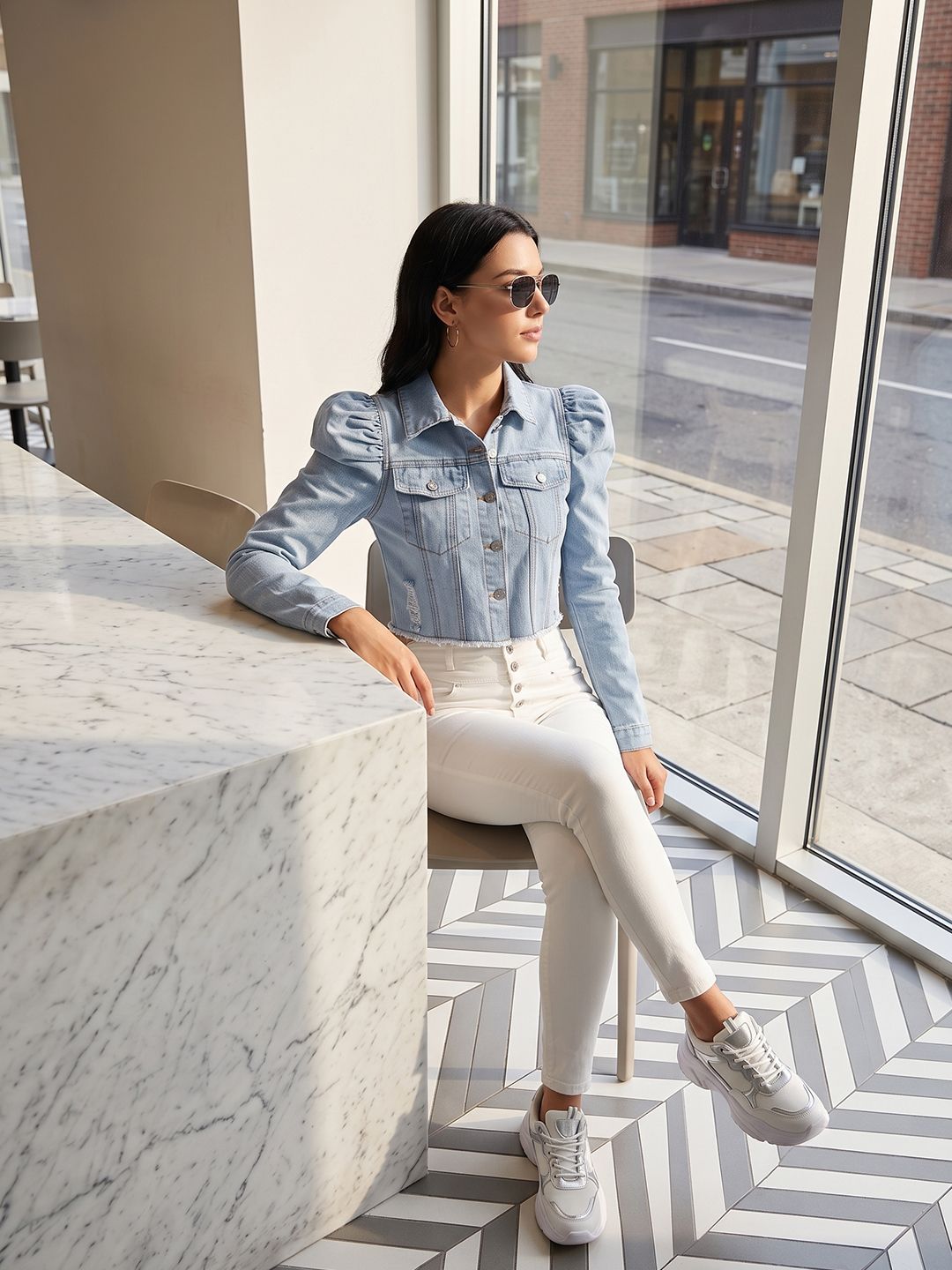 Suo Women Crop Denim Jacket-picture-30