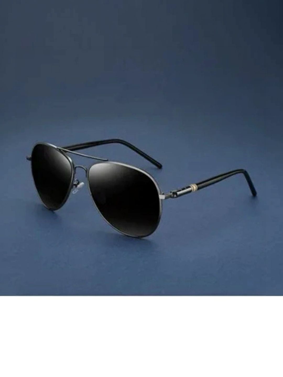 AKAYI Unisex Black Lens & Gunmetal-Toned Aviator Sunglasses with-image-33