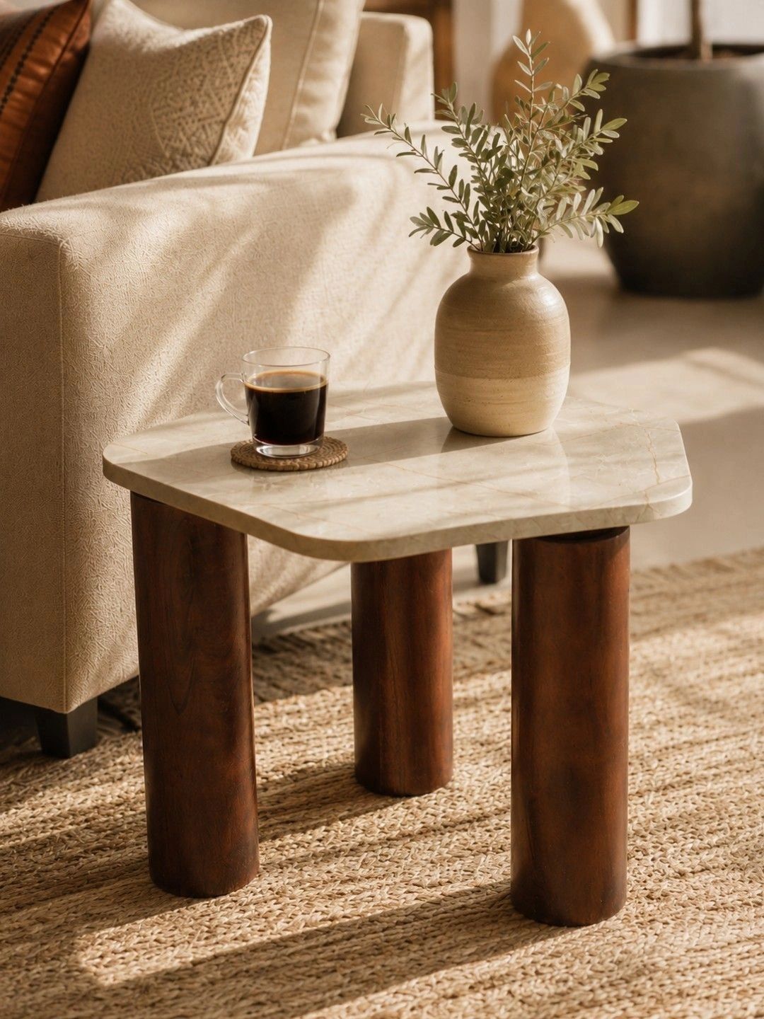THEGASBH Grey & Brown Natural Stone Abstract Shaped Coffee Table-image-21