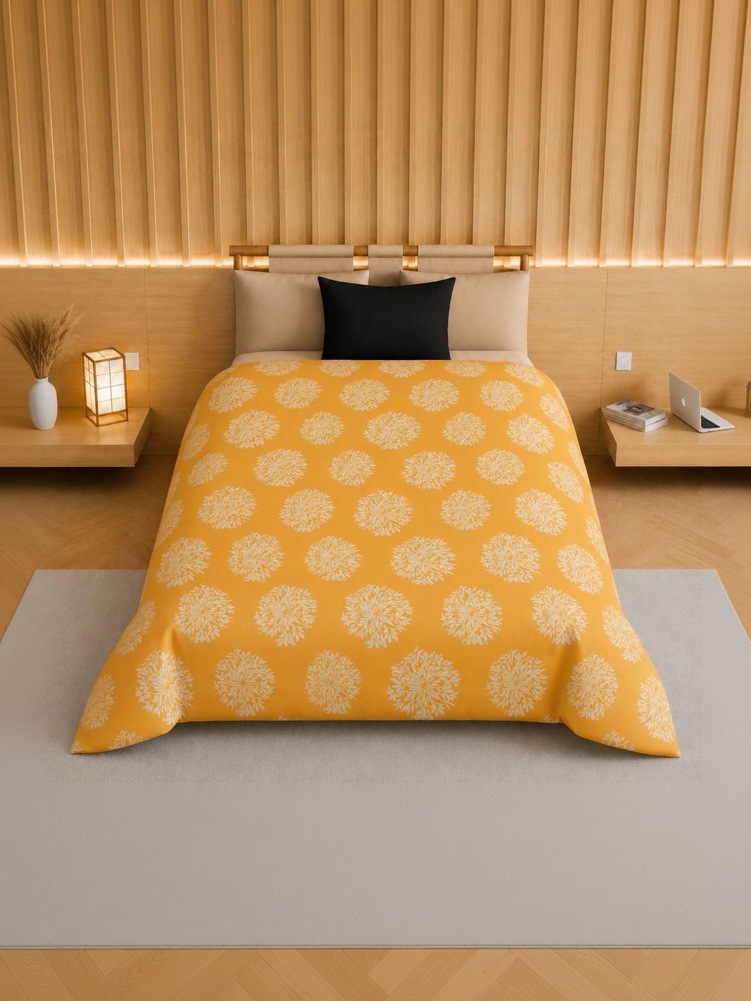 TINDLER KNOTS Yellow Floral Printed Single Duvet Cover-picture-34